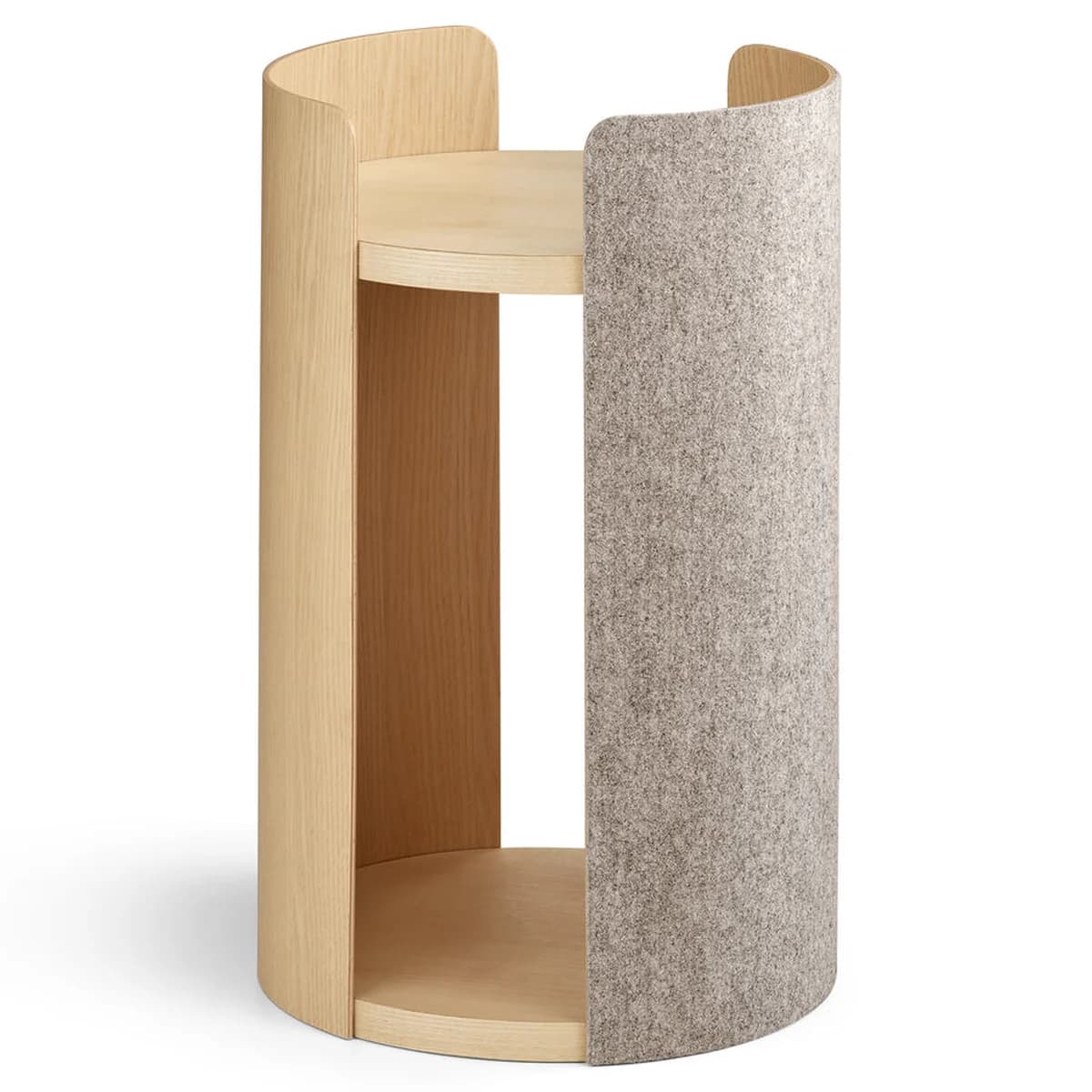 MiaCara Small Torre cat tower in natural oak with a grey felt scratching panel