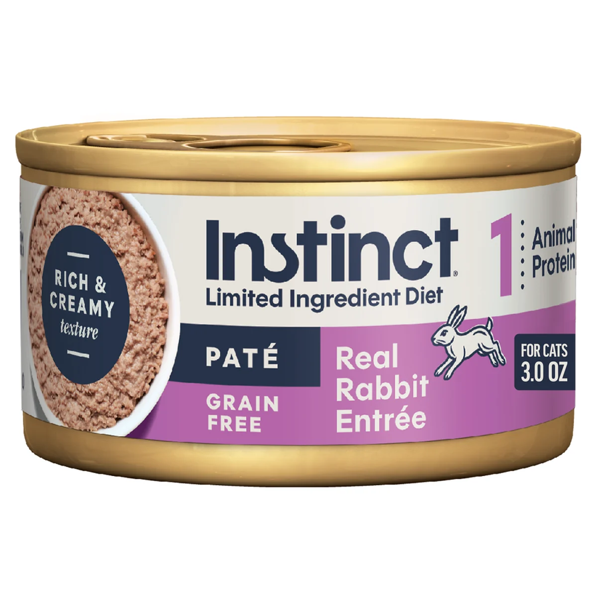 Instinct Limited Ingredient Diet pâté, Real Rabbit Entrée for cats, 3 oz can