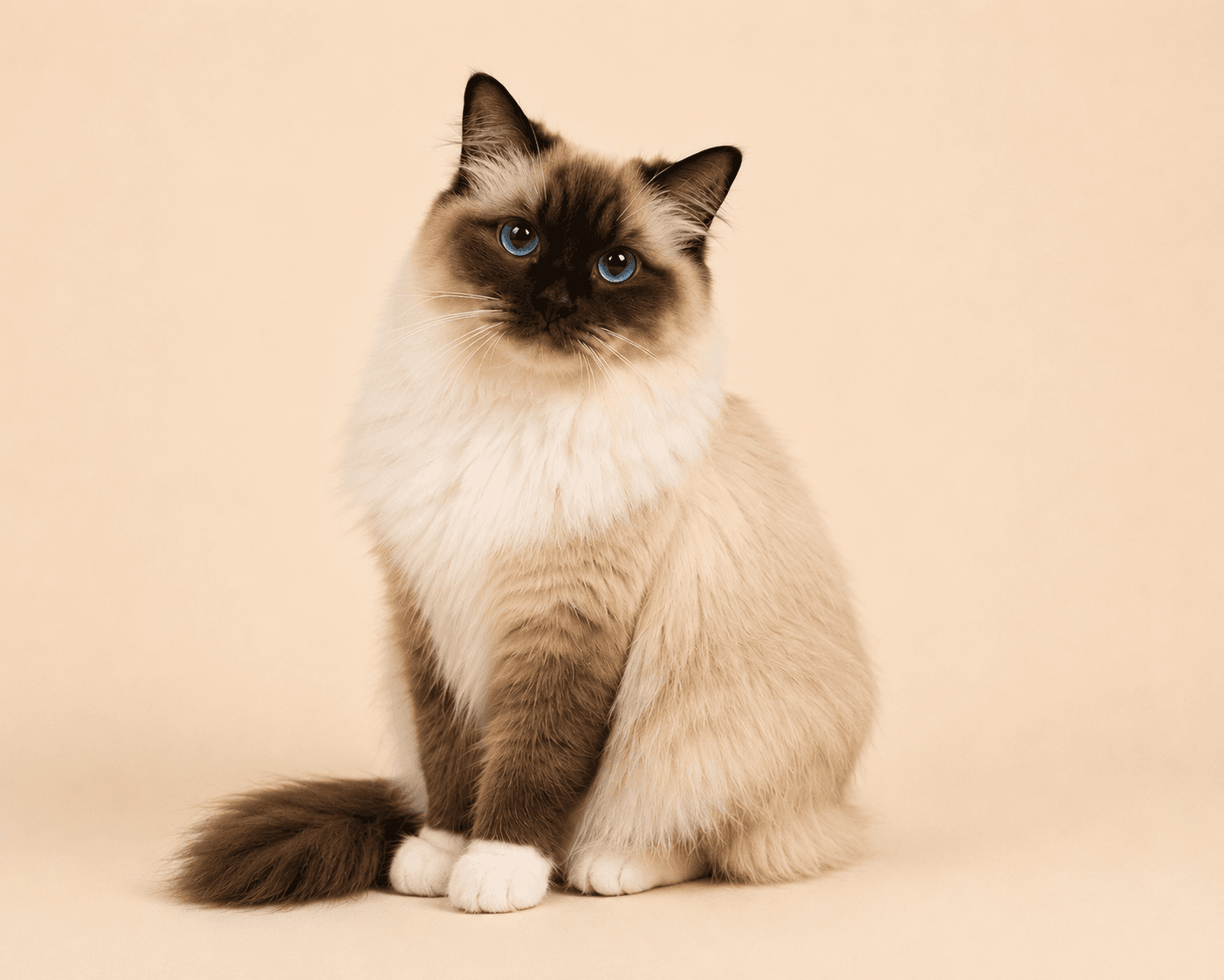 RW Kittenaround Phoebe Buffay, a Seal Point Mitted Ragdoll