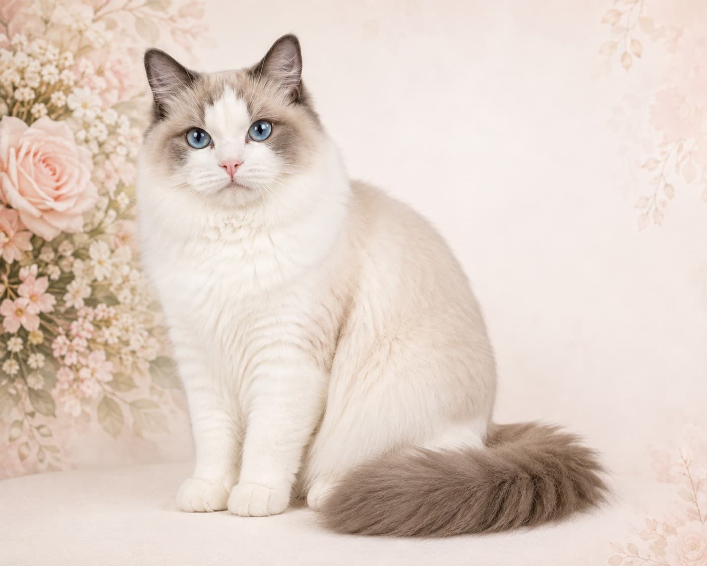 Kittenaround Kuromi, a Blue Point Bicolor Ragdoll queen at Kitten Around Ragdolls.